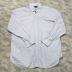 Basile Shirt Mens 16 1/2 Blue Long Sleeve Button-Up